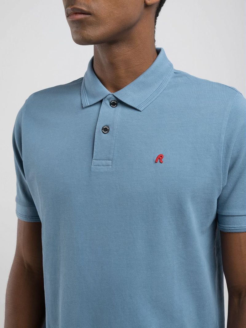 chalk piqué polo shirt with embroidery