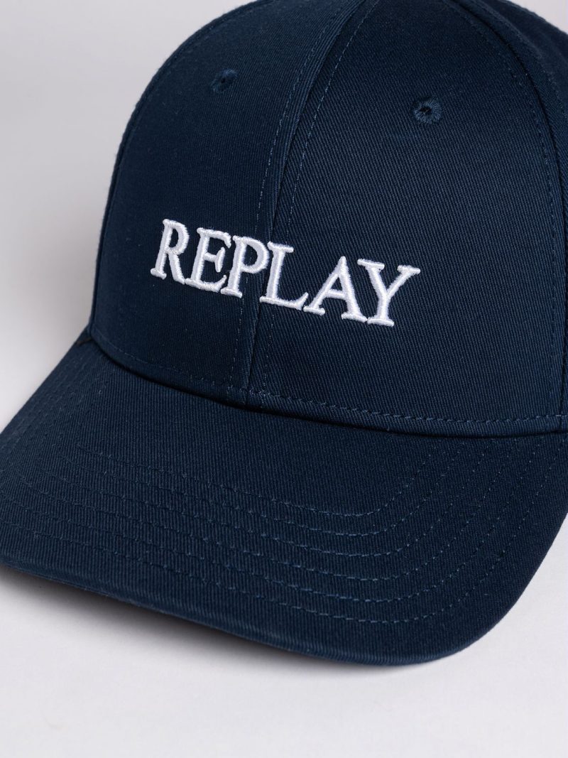 navy cap with embroided logo