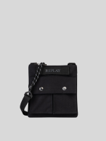 black cotton ripstop crossbody bag