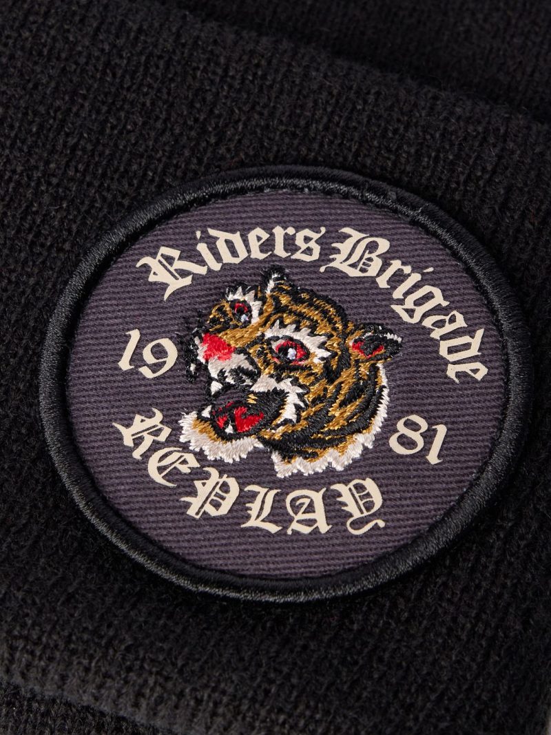 beanie with tiger patch