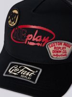 cap with patch and vintage effect