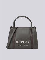 bag with shoulder strap and lettering