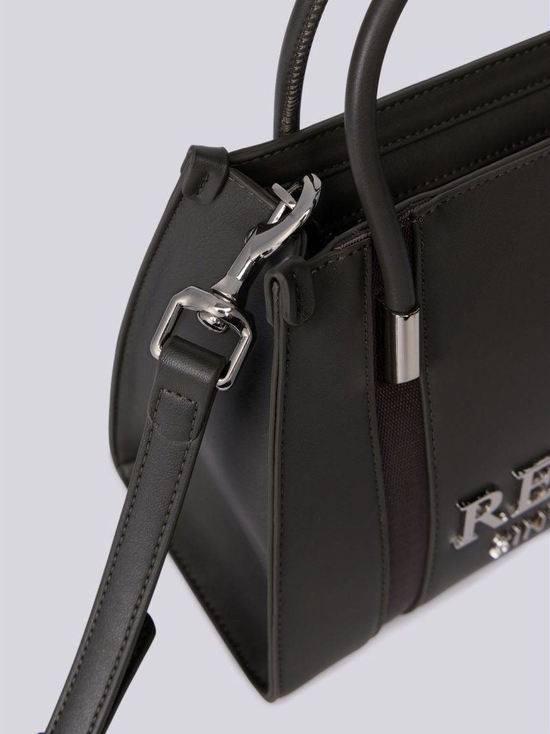 bag with shoulder strap and lettering