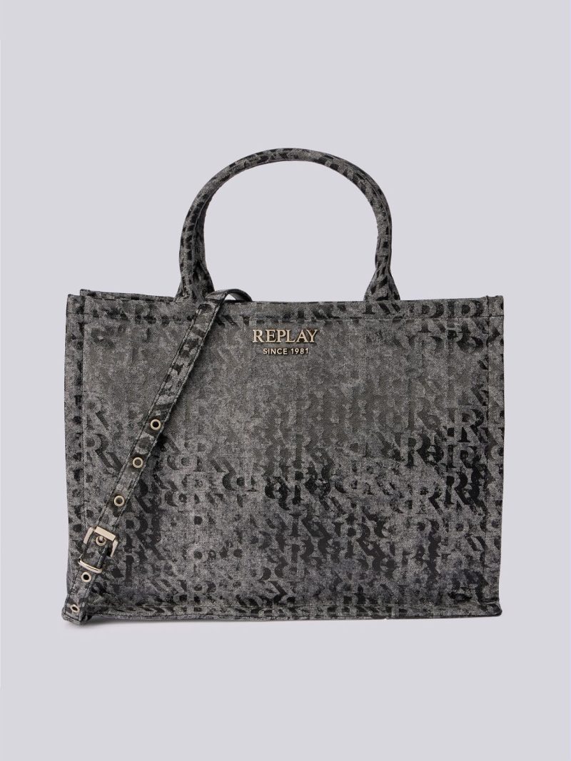 denim tote bag with print