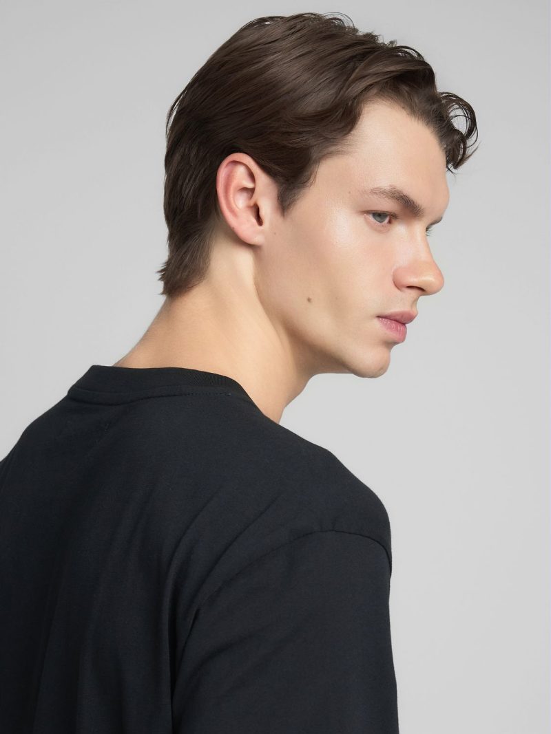 black jersey t shirt with lettering