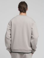 silver crew neck sweatshirt with lettering embroidery