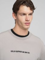 silver crew neck sweatshirt with lettering embroidery