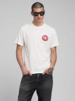 white jersey t shirt wiht print on chest