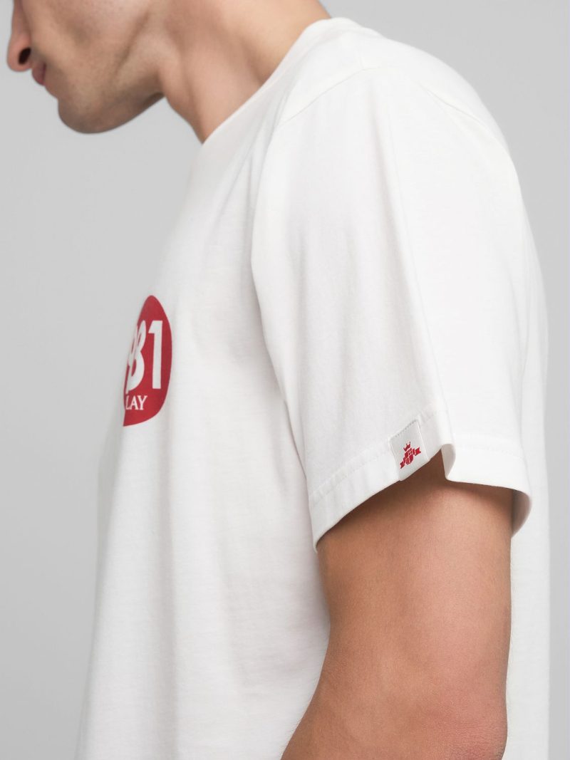 white jersey t shirt with print on chest