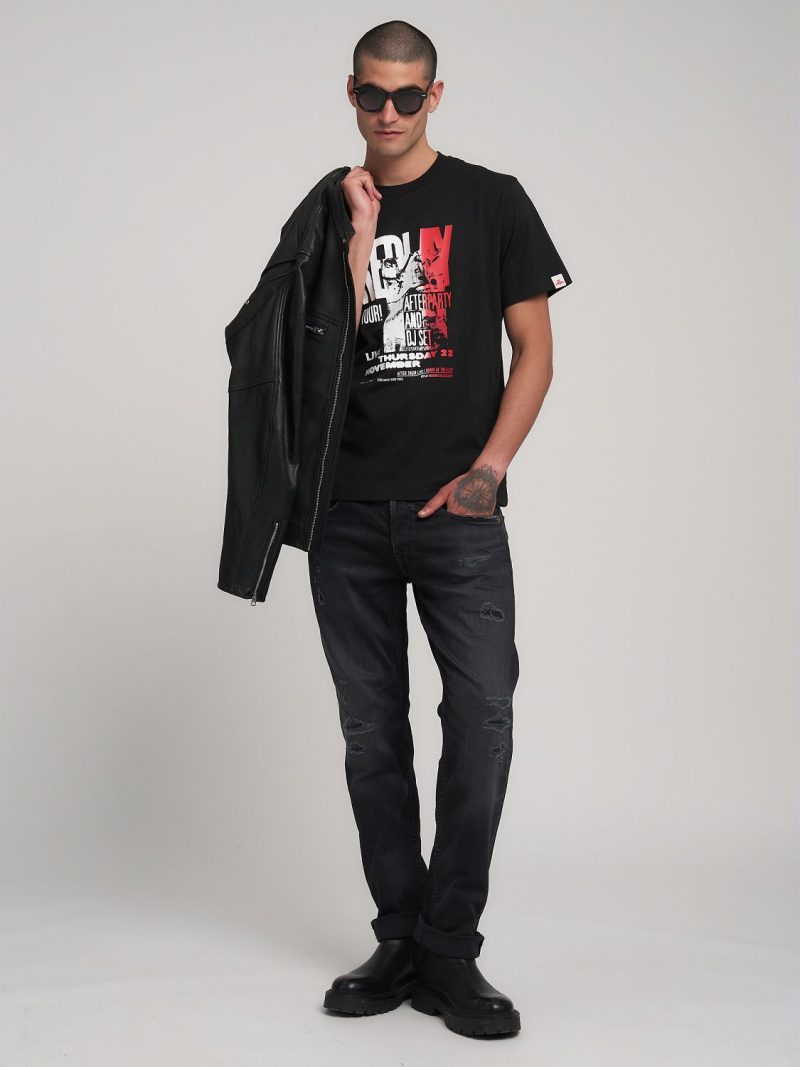 black maxi print t shirt