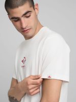 natural white crew neck t shirt with heritage print