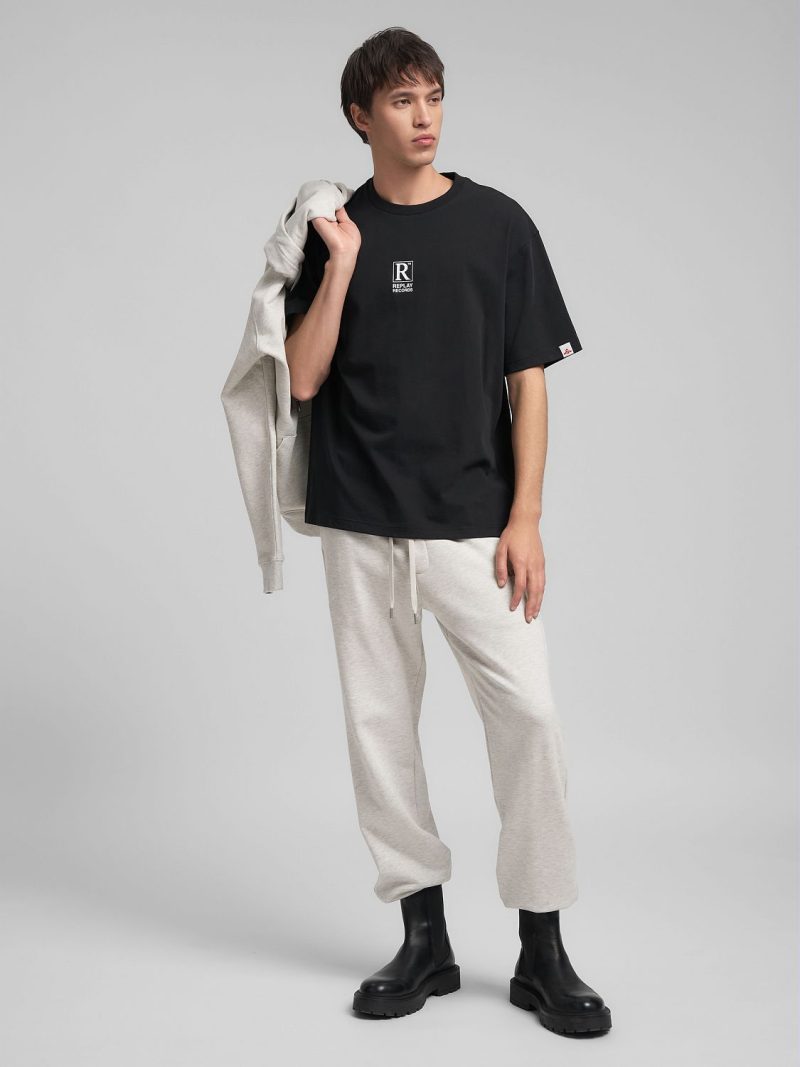 black vinyl print jersey t shirt