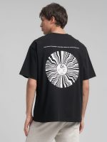 black vinyl print jersey t shirt