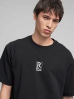 black vinyl print jersey t shirt