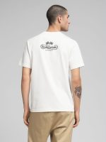 white jersey t shirt with breast pocket and print