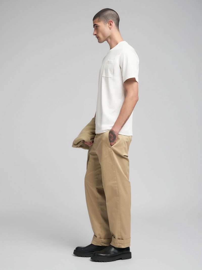 white jersey t shirt with breast pocket and print