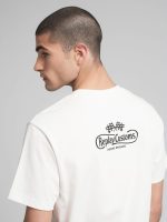 white jersey t shirt with breast pocket and print