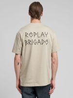 sand t shirt with embossed effect embroidery