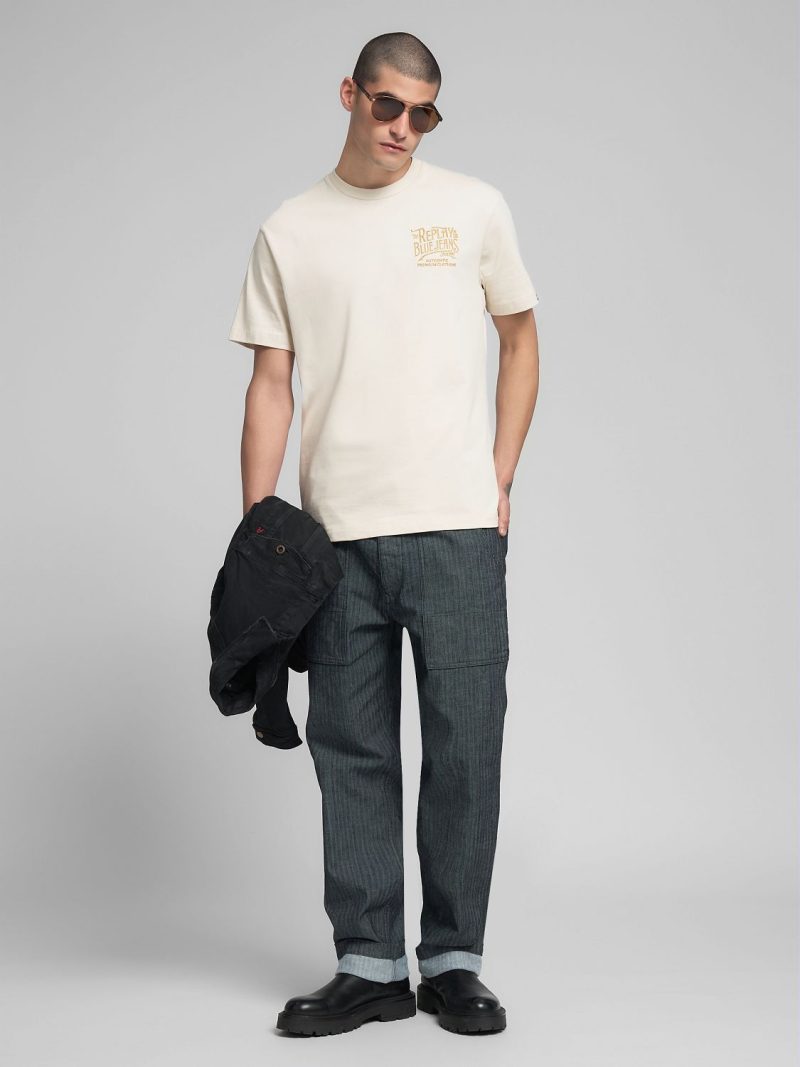 ntaural rope jersey crew neck t shirt with embroidery