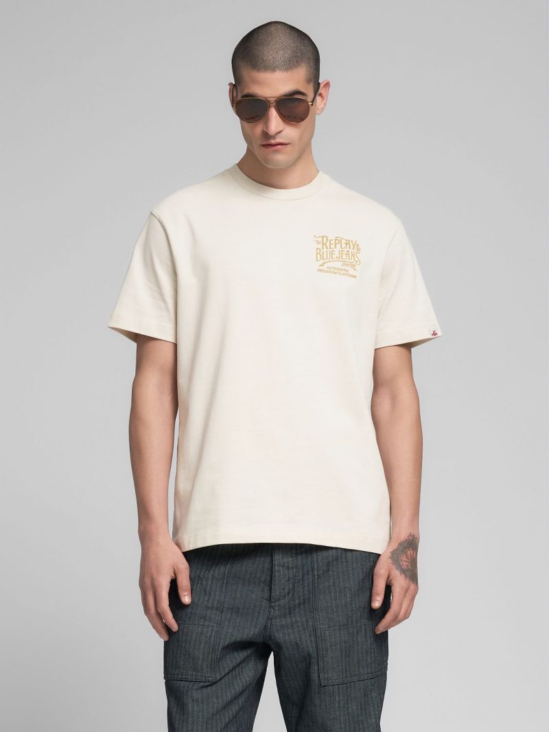 ntaural rope jersey crew neck t shirt with embroidery