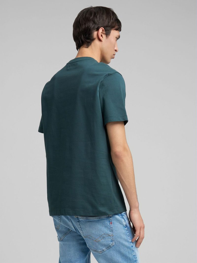 bottle green jersey t shirt with lettering embroidery
