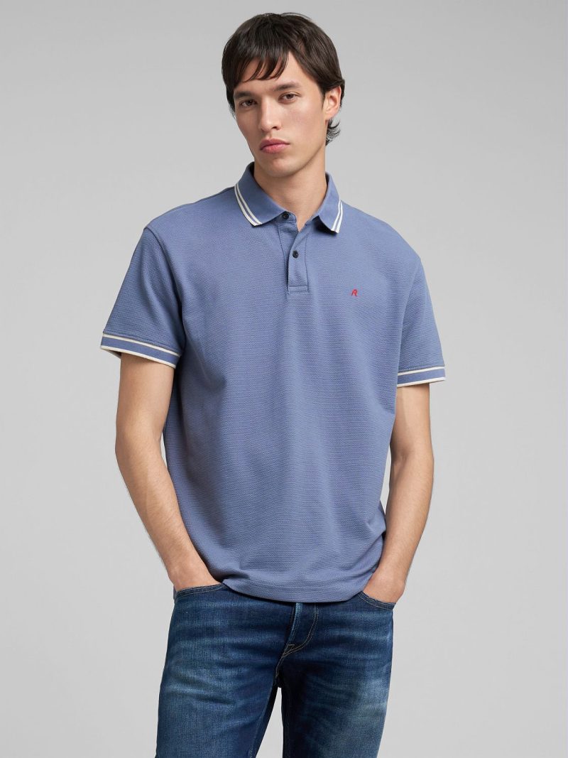 striped trims pique polo