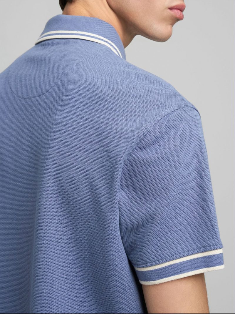 striped trims pique polo