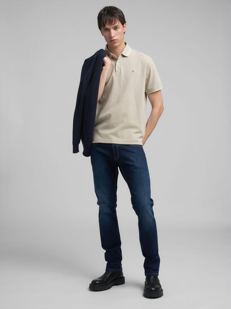 striped trims pique polo