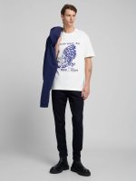 natural white cotton jersey t shirt with print