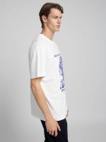 natural white cotton jersey t shirt with print