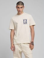 cream crew neck t shirt with vintage print