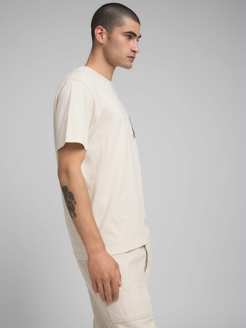 cream crew neck t shirt with vintage print