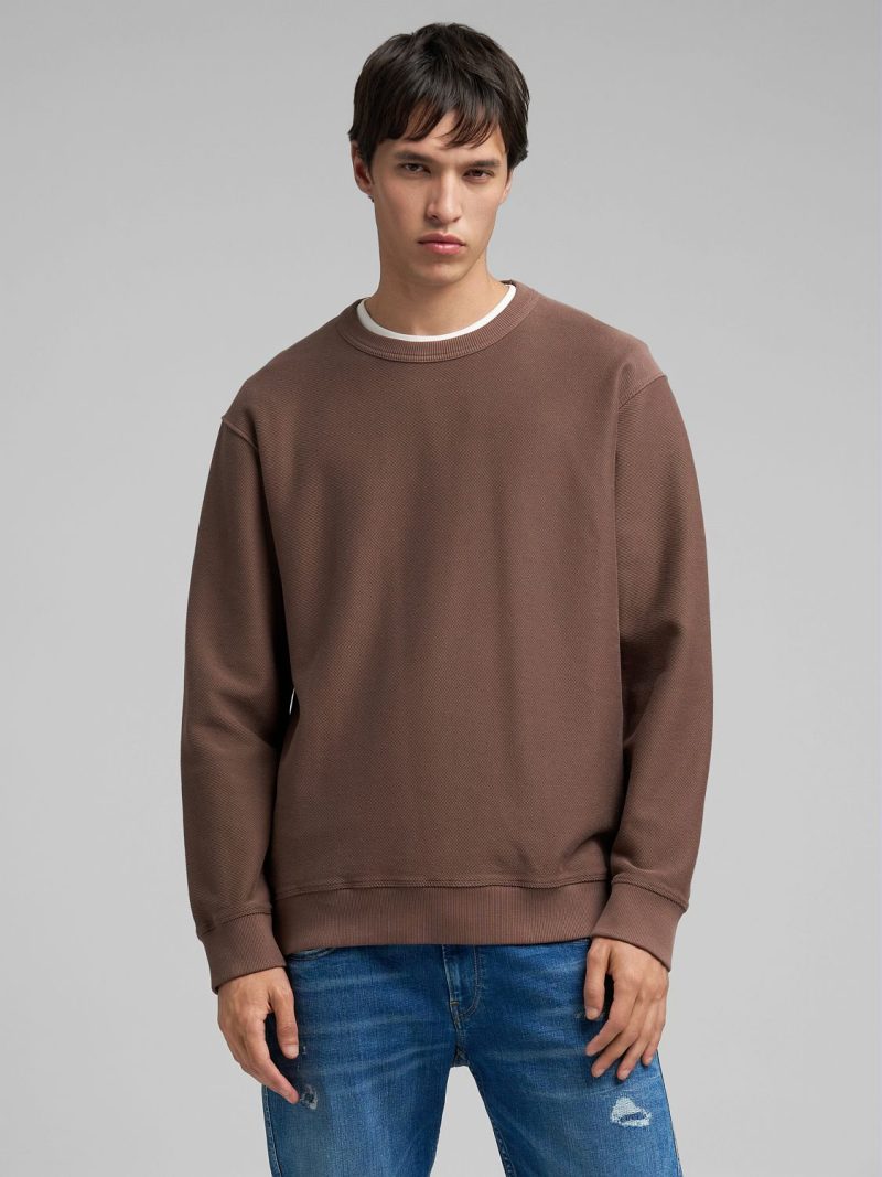 brown cotton fleece sweatshirt
