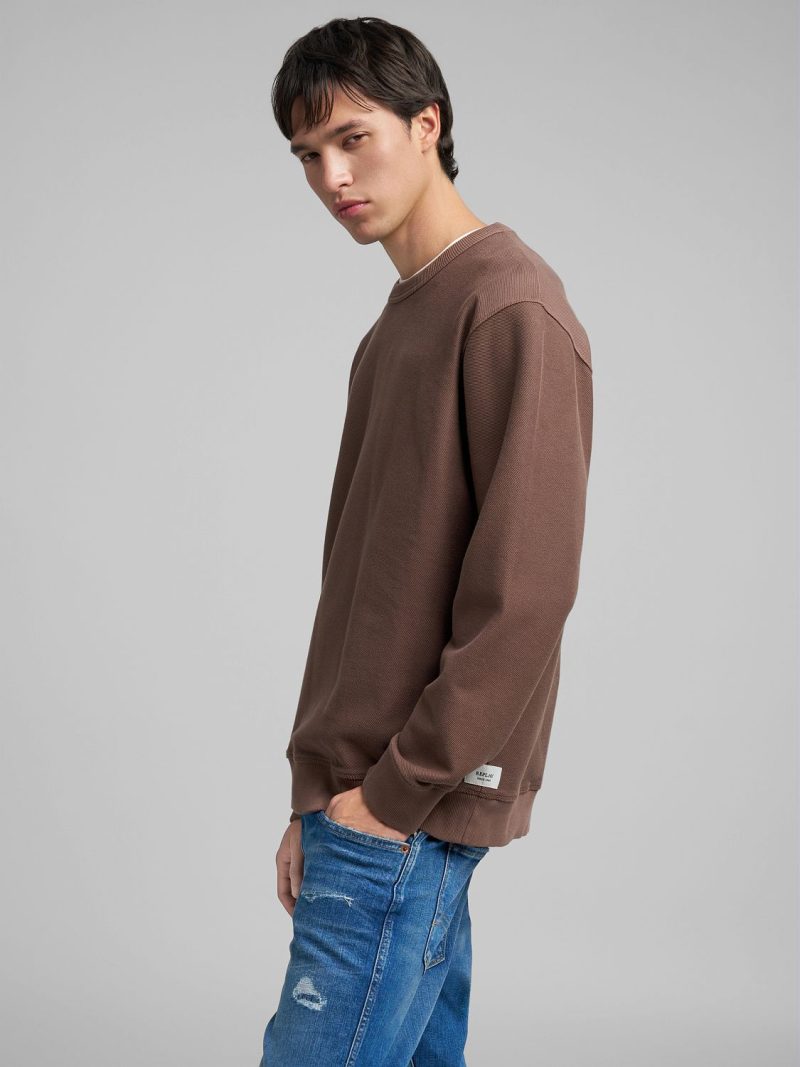 brown cotton fleece sweatshirt