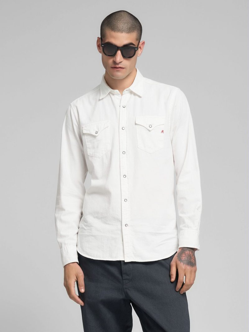 natural white recycled cotton western shirt