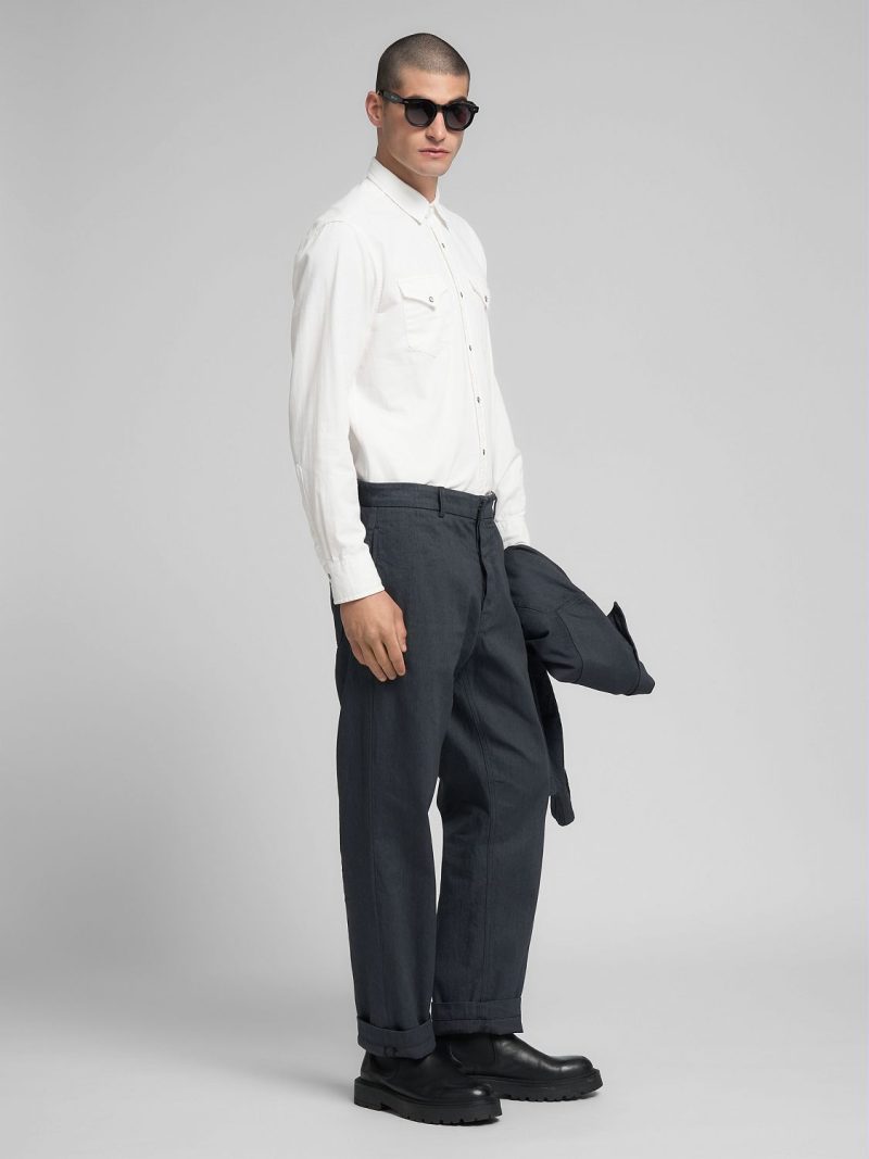 natural white recycled cotton western shirt