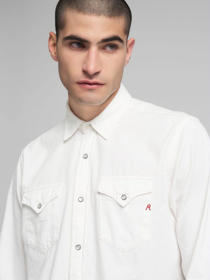 natural white recycled cotton western shirt