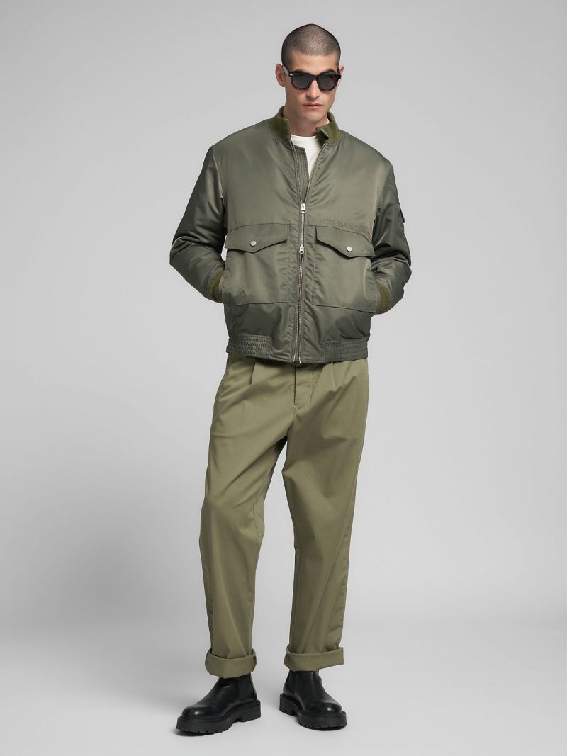 recycled nylon rider jacket combat green twill