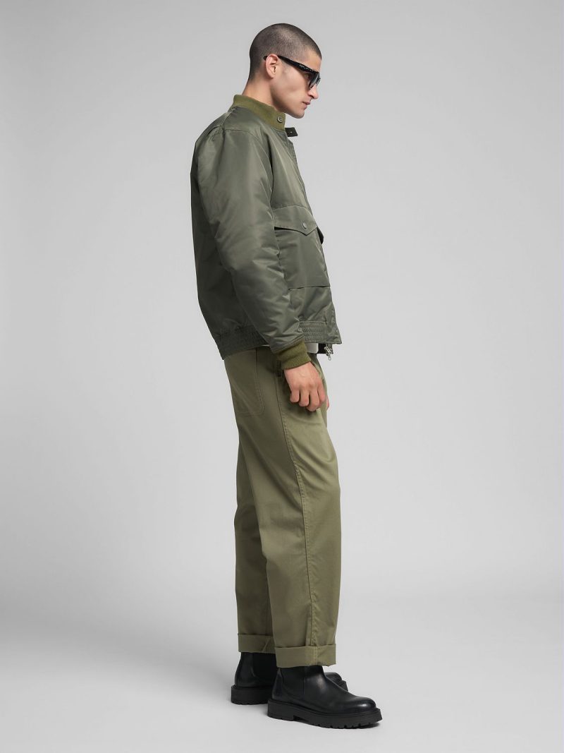 recycled nylon rider jacket combat green twill