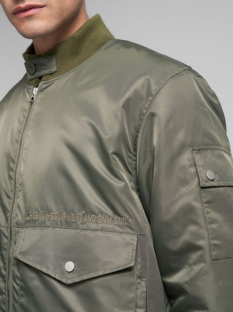recycled nylon rider jacket combat green twill