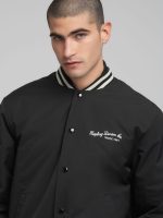 twill varsity black bomber jacket
