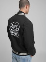twill varsity black bomber jacket