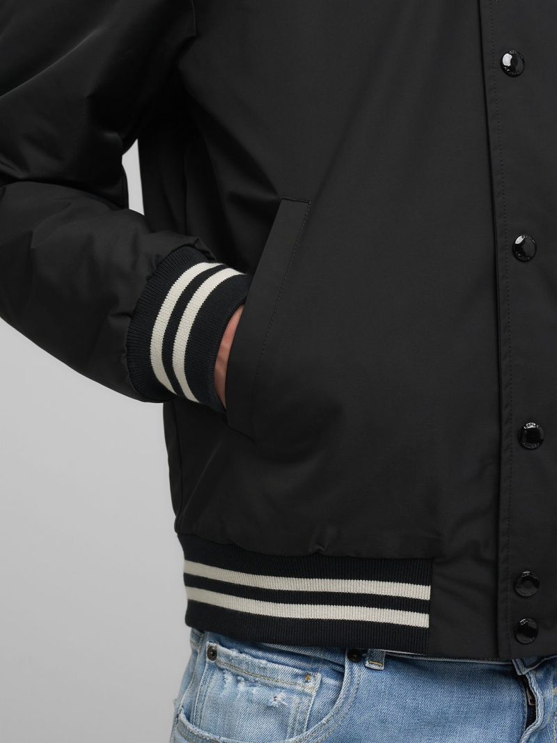 twill varsity black bomber jacket