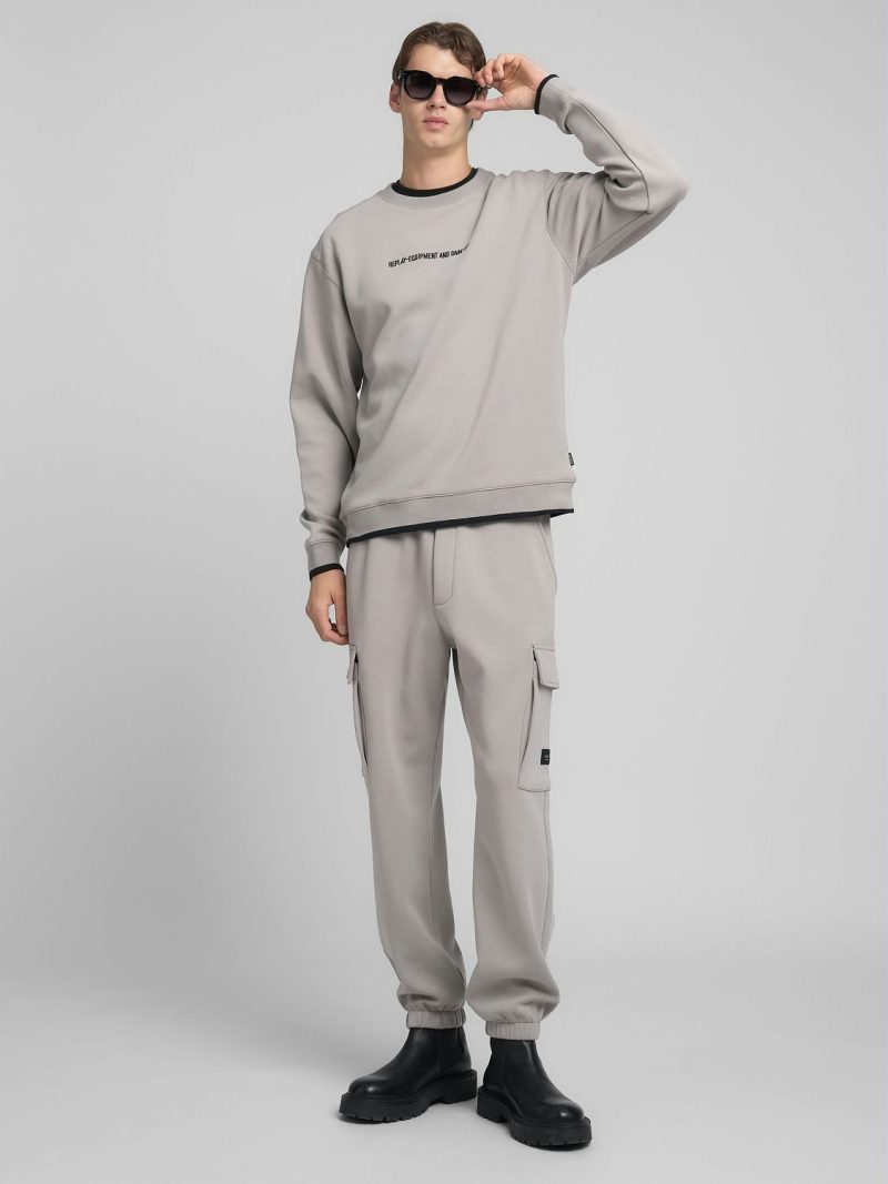 silver tech fleece cargo joggers