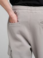 silver tech fleece cargo joggers