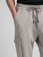 silver tech fleece cargo joggers
