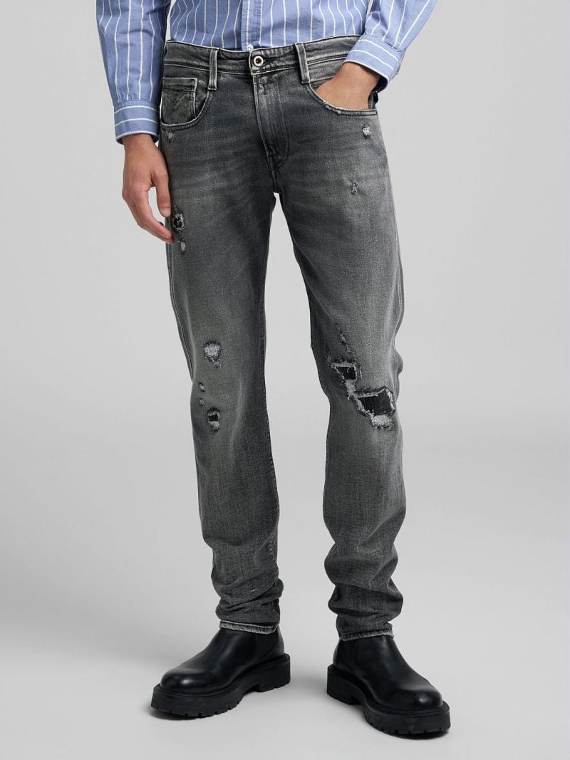 anbass slim fit 11 oz dark grey comfort denim