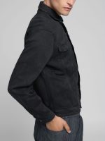 11 oz black regular fit denim jacket