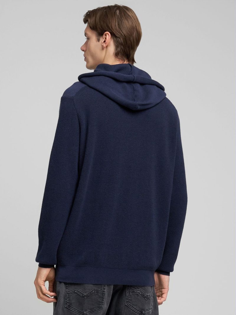 cotton blend hooded pullover with print