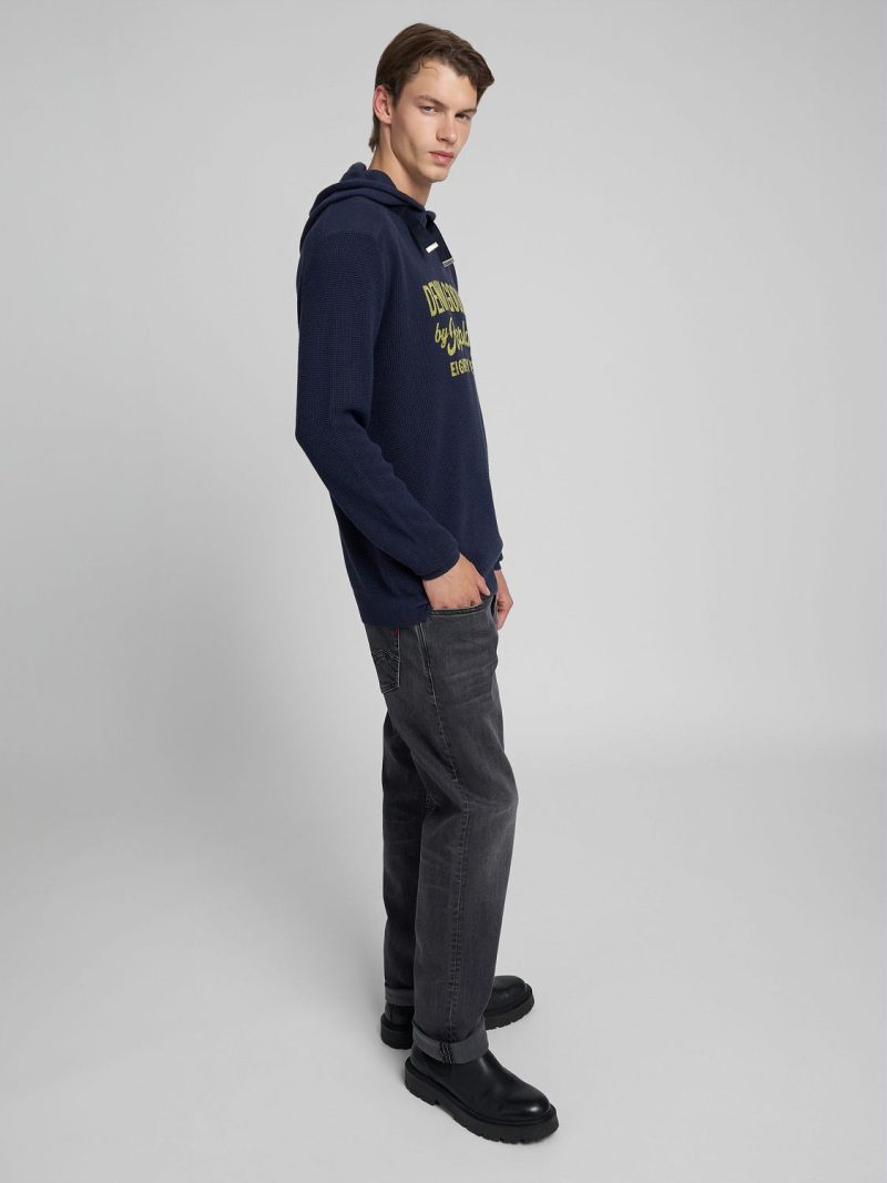 cotton blend hooded pullover with print